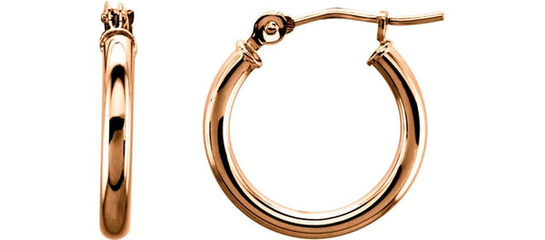 Tube Hoop Earrings, 14k Rose Gold (15mm)