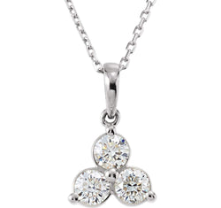 Diamond Three-Stone Rhodium Plate 14k White Gold Pendant Necklace, 18" (5/8 Cttw)