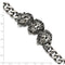 Men's Polished Stainless Steel Antiqued Lion Head Link Bracelet, 8.5"