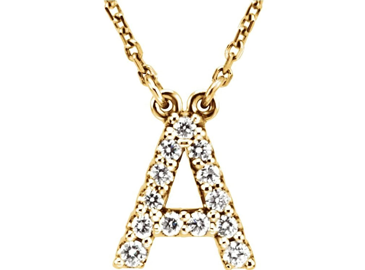 14k Yellow Gold Diamond Initial 'A' 1/6 Cttw Necklace, 16" (GH Color, I1 Clarity)