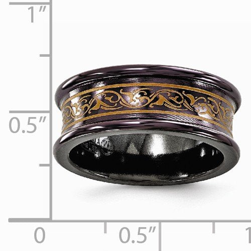 Rain Collection Black Ti Anodized Copper 8mm Concave Band