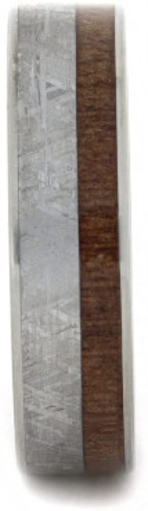 Gibeon Meteorite, Snakewood Inlay 6mm Comfort-Fit Matte Titanium Wedding Band, Size 14.25