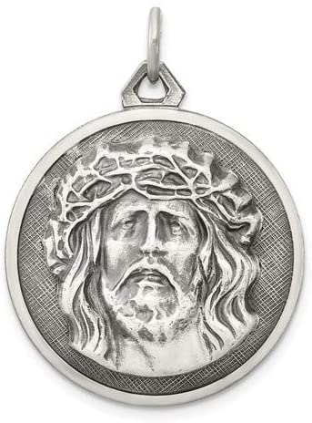 Sterling Silver Antiqued Ecce Homo Medal (32X24MM)