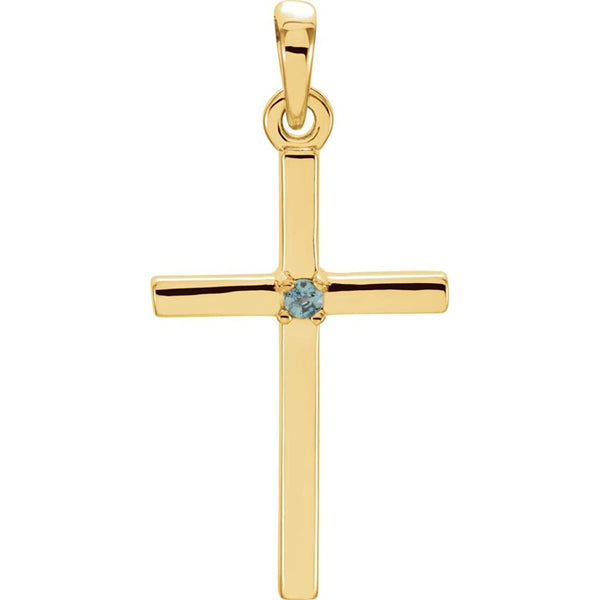 Alexandrite Inset Cross 14k Yellow Gold Pendant (22.65x11.4MM)