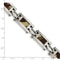 Men's Stainless Steel with Brown Camo Fabric Inlay Link Bracelet, 8.75 Inches