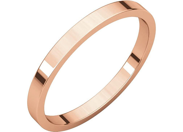 Slim-Profile 2mm Flat Stacking Band, 14k Rose Gold, Size 8.5