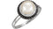 14k White Gold Freshwater Cultured Pearl, Black and White Diamond Halo Ring, Size 6 to 7