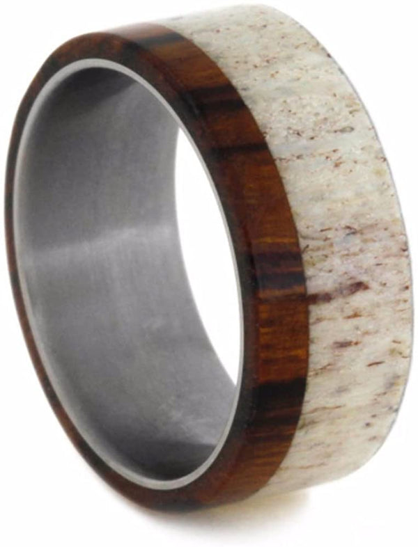 Light Deer Antler, Ironwood 8mm Comfort-Fit Matte Titanium Wedding Band, Size 12.25