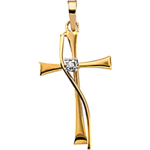 Diamond Cross 14k Yellow Gold Pendant