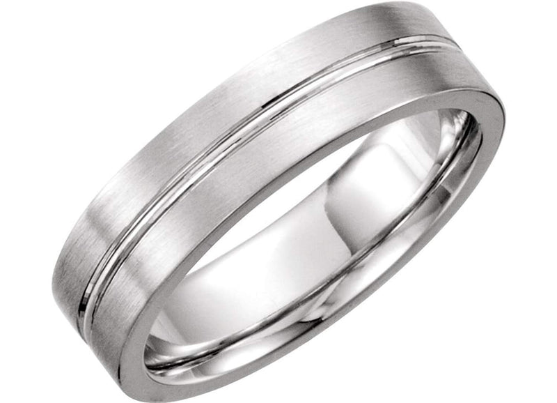 Satin Finish Grooved 6mm Comfort Fit Continuum Sterling Silver, Size 11