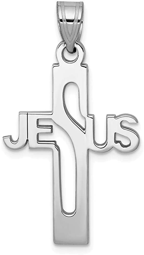 Rhodium-Plated Sterling Silver Jesus' Cross Cut-Out Charm Pendant