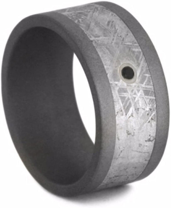 Black Diamond Gibeon Meteorite 10mm Comfort-Fit Sandblasted Titanium Wedding Band, Size 11.5