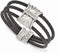 Black Titanium Memory Cable .35 Ctw White Sapphire Argentium Sterling Silver 12mm Flex Cuff Bracelet, 6"