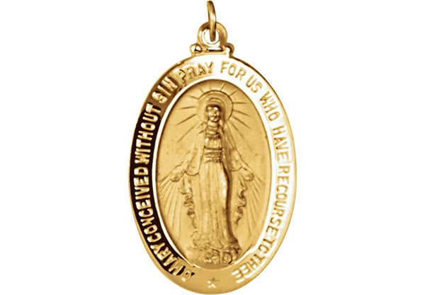 18k Yellow Gold Oval Miraculous Medal (29x20 MM)