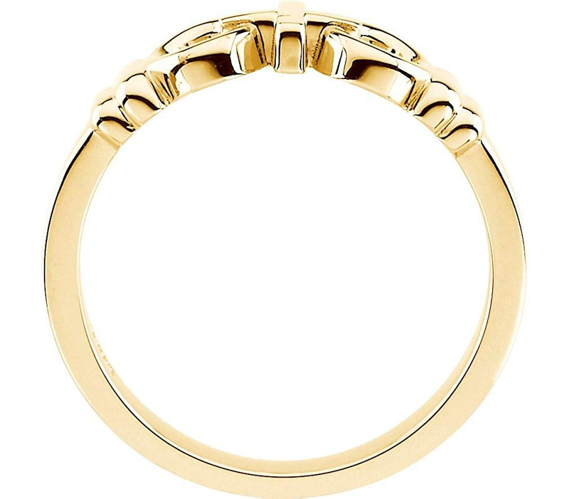Men's 10k Yellow Gold Joined By Christ Cross Wedding Ring, Size 10
