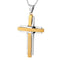 Men's Two-Tone Yellow-Plated Cross Pendant Necklace, Stainless Steel, 24"