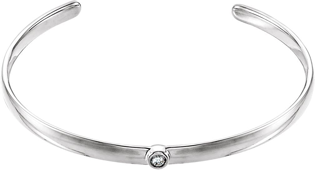 Diamond Cuff Bracelet, Rhodium-Plated 14k White Gold, 8" (0.1 Ctw, G-H Color, I1 Clarity)