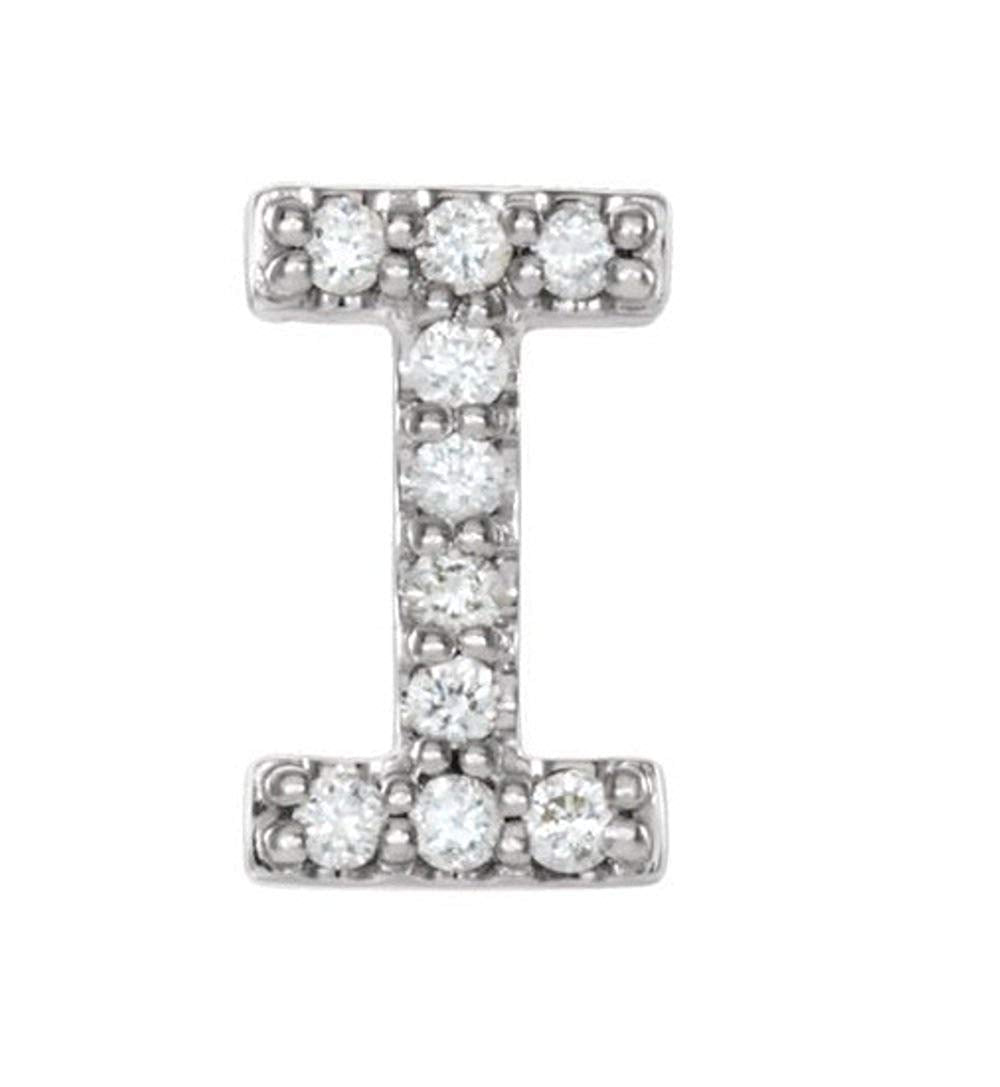 Sterling Silver Diamond Letter 'I' Initial Stud Earring (Single Earring) (.04 Ctw, GH Color, I1 Clarity)