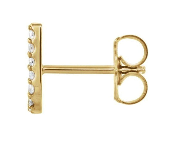 14k Yellow Gold Gold Diamond Letter 'U' Initial Stud Earring (Single Earring) (.06 Ctw, GH Color, I1 Clarity)