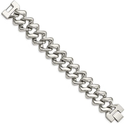 Men's High Polished Stainless Steel Link Bracelet, 8.5 Inches