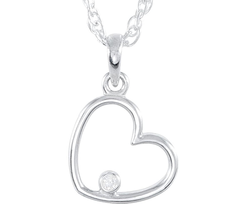 Diamond Heart Sterling Silver Pendant Necklace, 18" (.03 Ctw)