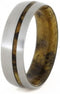 Yellow Sindora Wood 7mm Comfort-Fit Matte Titanium Wedding Band, Size 15.25