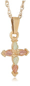 Petite Cross Pendant Necklace, 10k Yellow Gold, 12k Green and Rose Gold Black Hills Gold, 18"