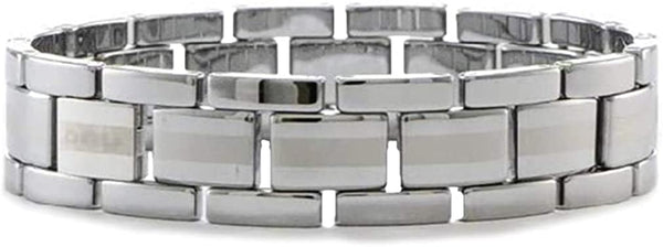 Men's Brushed Tungsten Polished Bracelet, 8.25 Inches