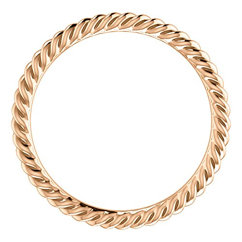 Slim-Profile 1.5mm Rope Trim Comfort-Fit Band, 14k Rose Gold