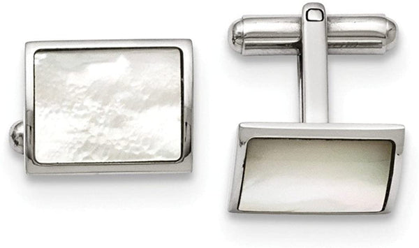 Stainless Steel Mother of Pearl Cuff Links, 17X13MM