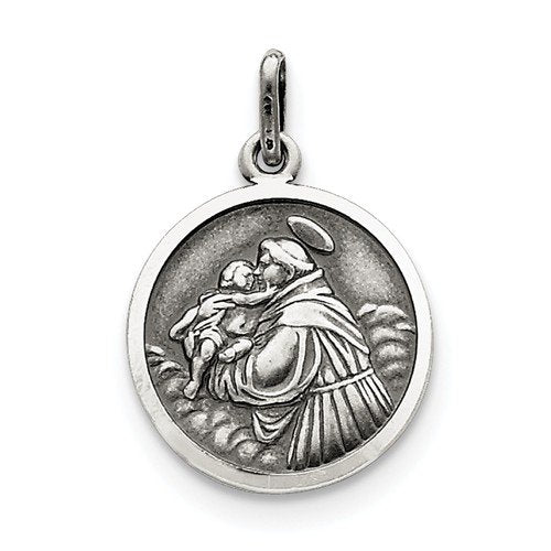 Sterling Silver Antiqued St. Anthony Medal (27X18MM)
