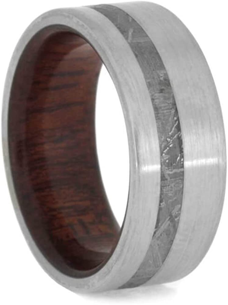 Gibeon Meteorite, Brushed Titanium 8mm Bloodwood Comfort-Fit Band, Size 6.25