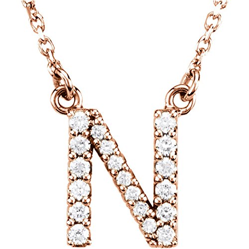 The Men's Jewelry Store (for HER) 14k Rose Gold Diamond Initial 'N' 1/6 Cttw Necklace, 16" (GH Color, I1 Clarity)