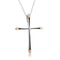 Antiqued, Petite Cross Pendant Necklace, Sterling Silver, 12k Green and Rose Gold Black Hills Gold Motif, 18"