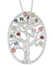 Multi Gemstone Tree Pendant Necklace, Sterling Silver, 12k Green and Rose Gold Black Hills Gold Motif, 18"