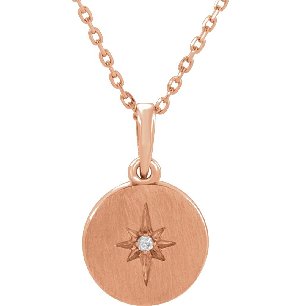 Diamond Starburst Necklace in 14k Rose Gold, 16-18" (.08 Ctw, Color G-H, Clarity I1)