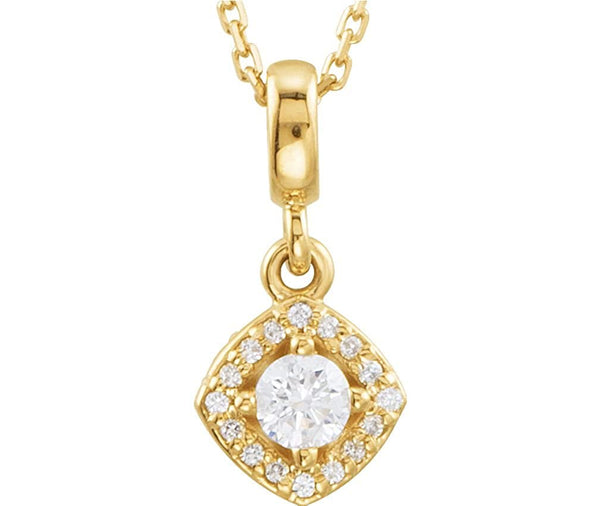 Diamond Halo Round Pendant Necklace in 14k Yellow Gold, 18" (1/5 Cttw)