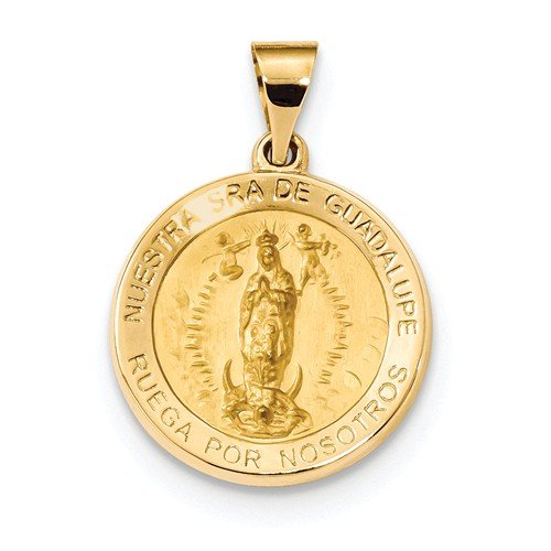 14k Yellow Gold Spanish Our Lady Guadalupe Hollow Medal (19X19MM)