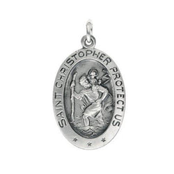 Sterling Silver Oval St. Christopher Medal (21x13 MM)