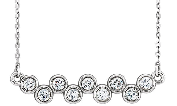 Platinum Bezel-Set Diamond Bar Necklace, 16-18" (0.5 Ctw, G-H Color,I1 Clarity)