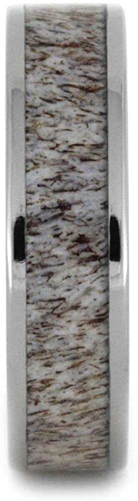 The Men's Jewelry Store (Unisex Jewelry) Deer Antler Inlay 6mm Comfort-Fit Titanium Band