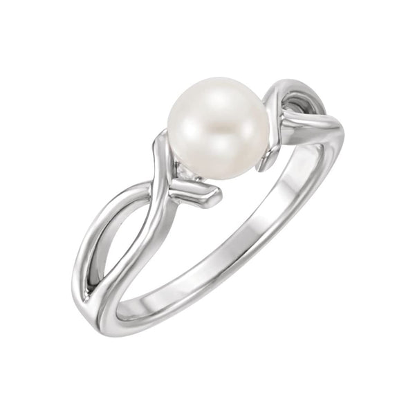 Platinum Freshwater Cultured Pearl Ichthys Ring (6.5-7.00mm) Size 7.75