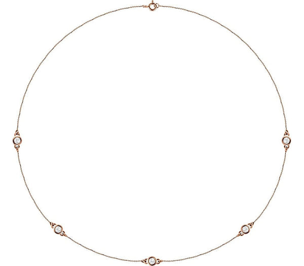 Diamond Solitaire 14k Rose Gold Pendant Necklace, 18" (3/4 Cttw)