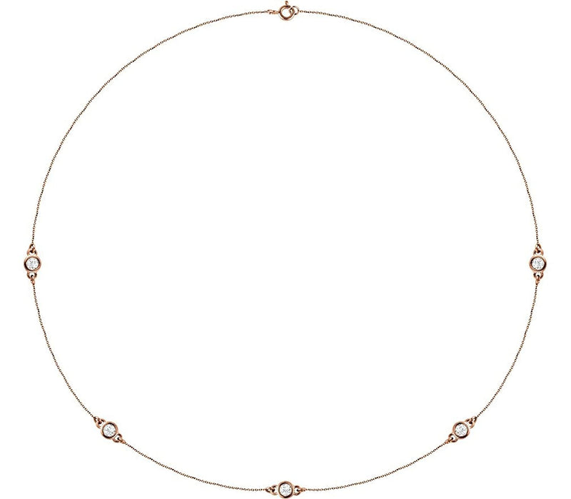 Diamond Solitaire 14k Rose Gold Pendant Necklace, 18" (3/4 Cttw)