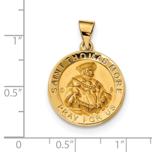 14k Yellow Gold St. Thomas More Hollow Medal Pendant (21.3X18.7MM)