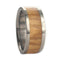 Olive Wood Inlay 8mm Comfort Fit Titanium Interchangeable Wedding Band, Size 10