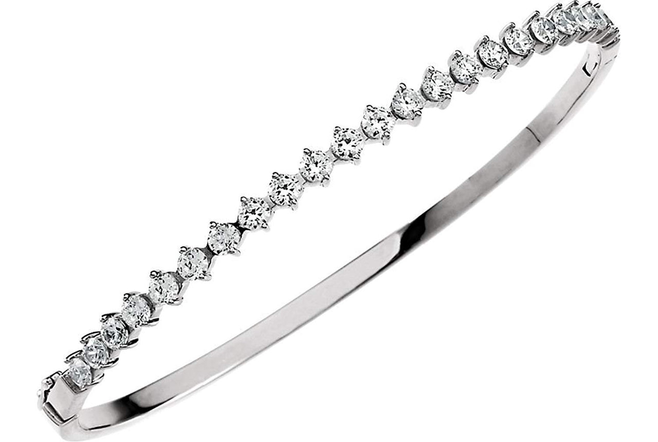 Cubic Zirconia in Sterling Silver Bracelet, 8"