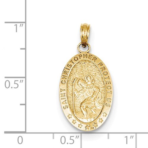 14k Yellow Gold Saint Christopher Medal Charm Pendant (20X12 MM)