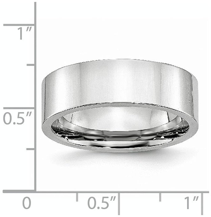 Men's Chromium Cobalt 7mm Comfort-Fit Flat Profile Polished Ring