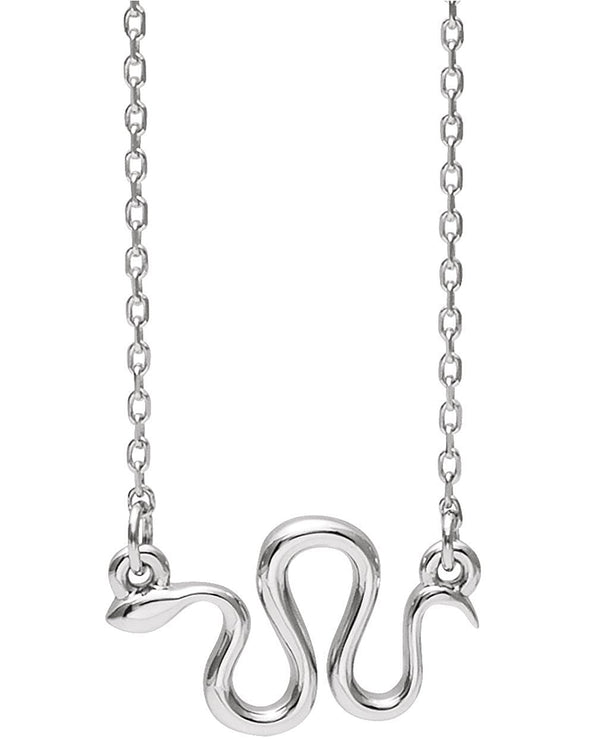 Snake Necklace, Rhodium-Plated 14k White Gold, 18"